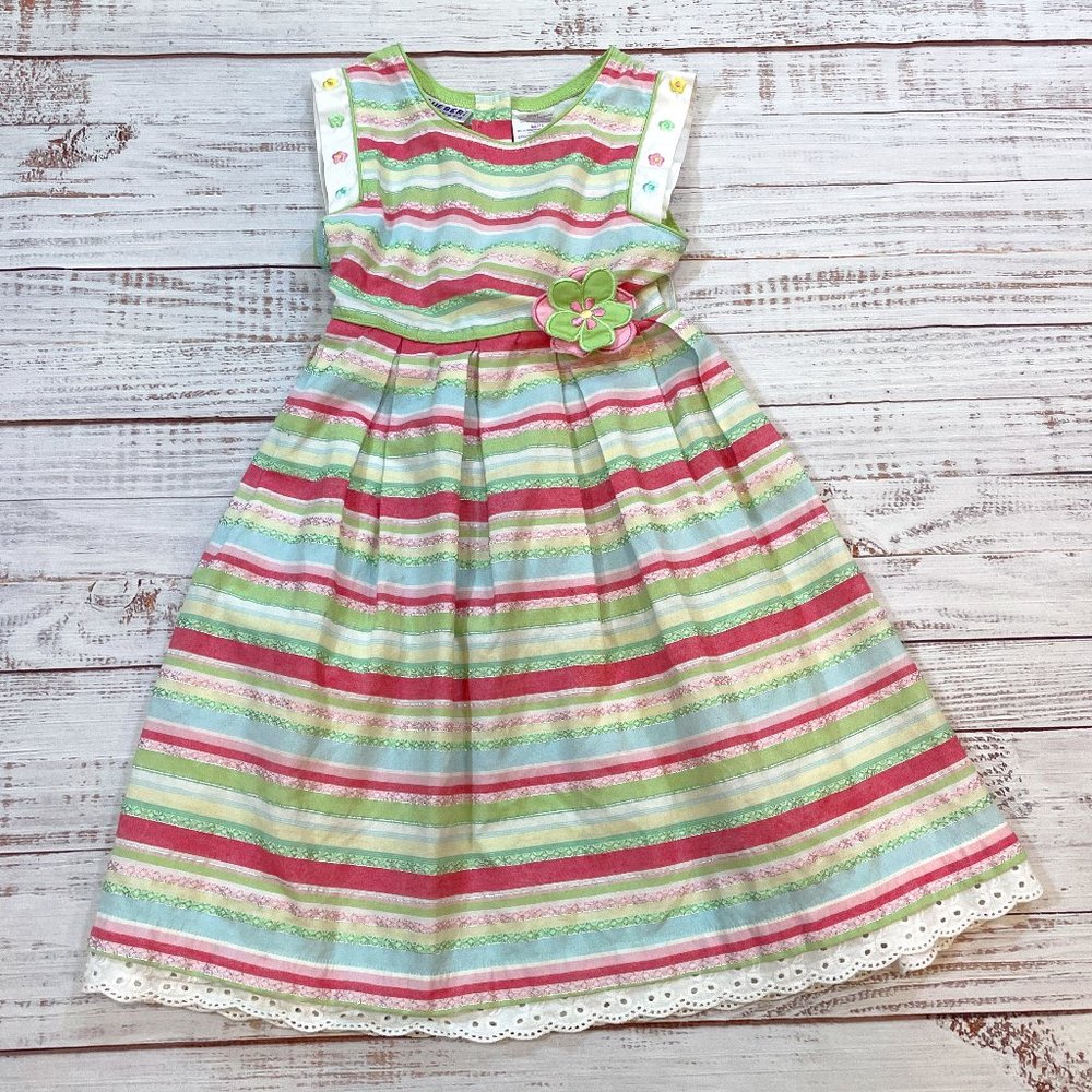 Girls Pretty in Pastels Floral Stripe Dress